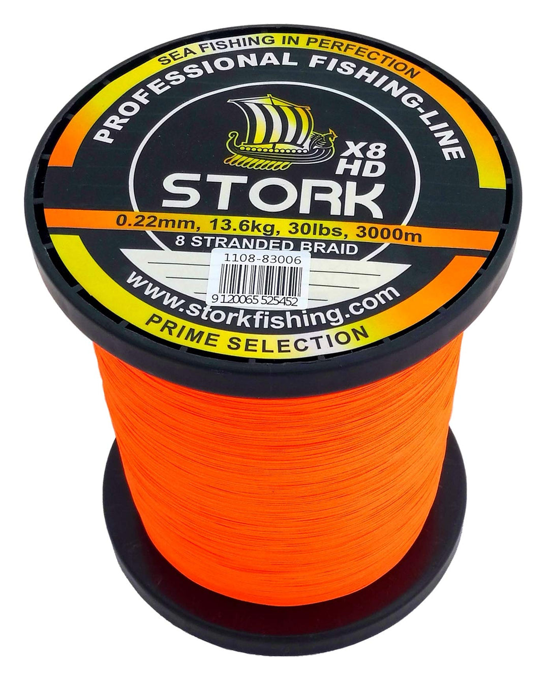 Stork HDx8, 8-Fach geflochtene Premium Angelschnur 3000m Orange 10 lbs / 4.5 kg / 0.10 mm, Orange 10