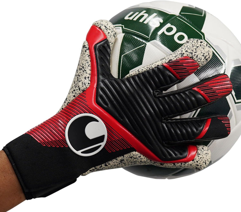 uhlsport Unisex Jugend Powerline Supergrip+ Hn Fussball Torwarthandschuhe 8 schwarz/rot/weiss, 8 sch