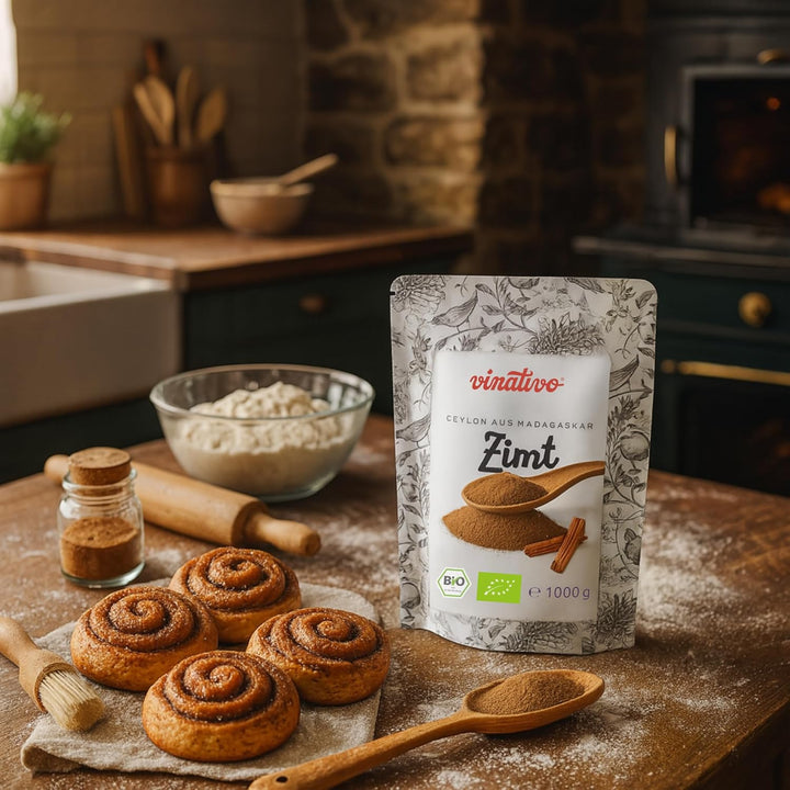 vinativo Zimt BIO – Ceylon aus Madagaskar – 1kg – Pulver – fein gemahlen und schonend getrocknet– bi