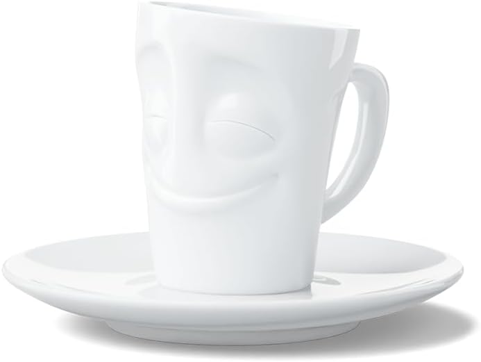Fifty Eight T02.12.01 Mug Espresso-Mug & Unterteller(vergnügt), Hartporzellan, weiss, Vergnügt