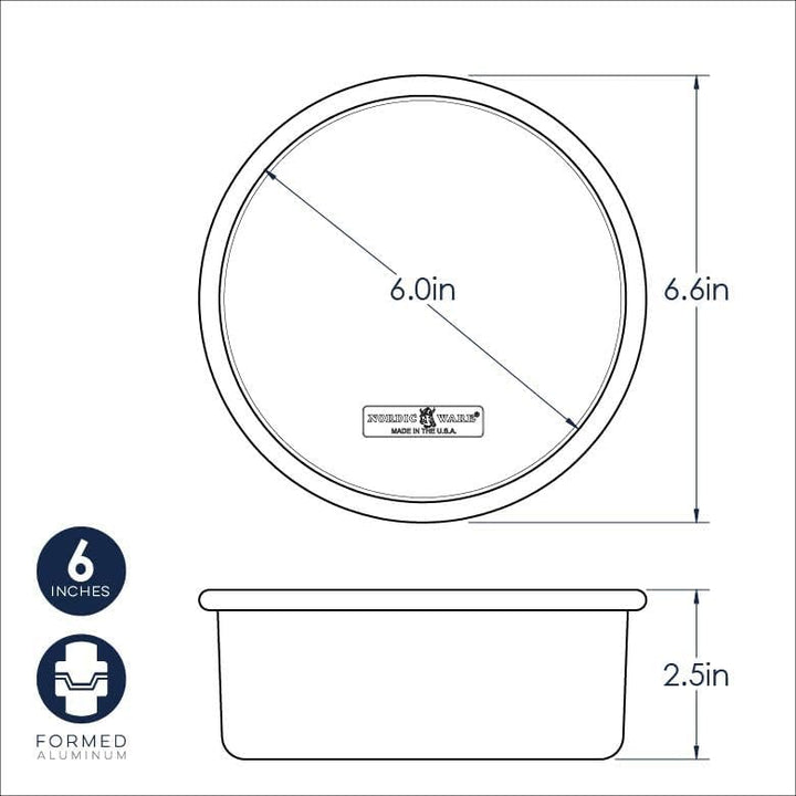 Nordic Ware Naturals Aluminium-Backform, silberfarben, 15 cm (6 Zoll), rund