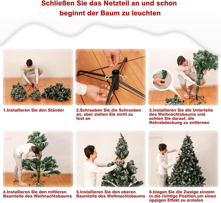 Yorbay künstlicher Weihnachtsbaum mit Beleuchtung weiss Schnee LED Tannenbaum für Weihnachten-Dekora