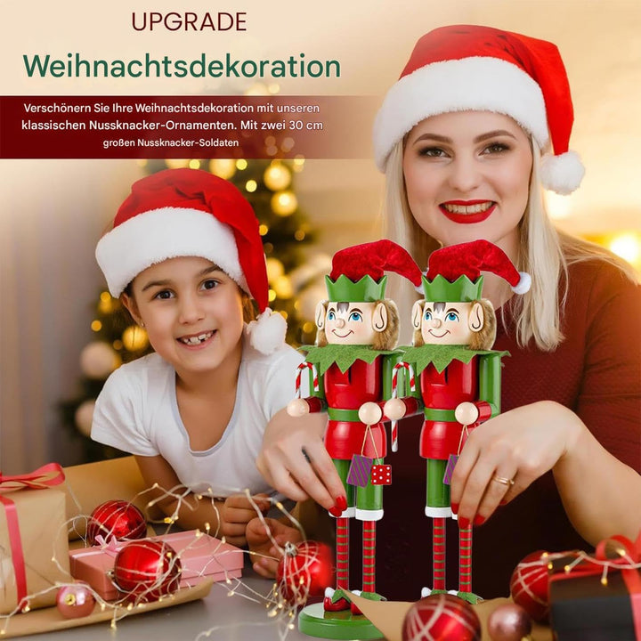 Nussknacker Weihnachtsdeko - Holz Nussknacker Weihnachtsdeko - 38 cm Festlicher Tischdekoration Für