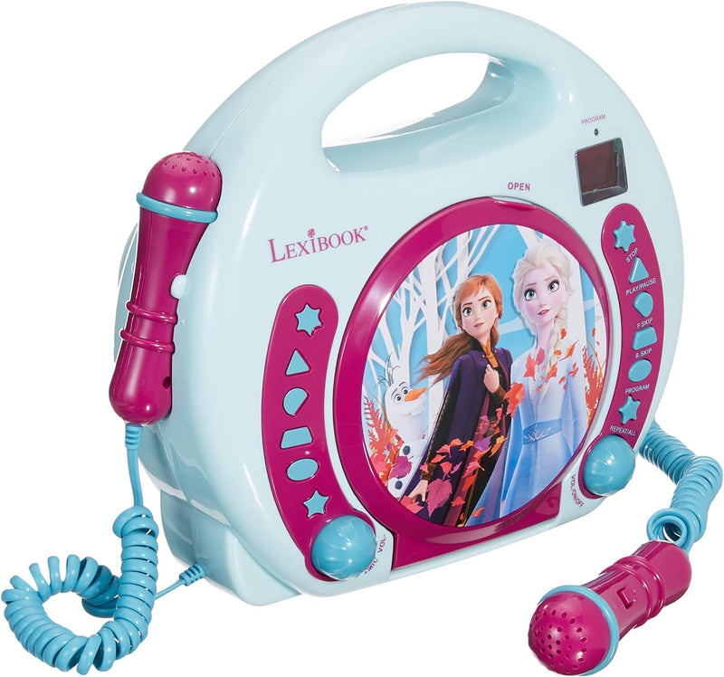 Lexibook Disney’s Die Eiskönigin, Anna und Elsa CD-Player mit 2 Spielzeug-Mikrophonen, Kopfhöreransc