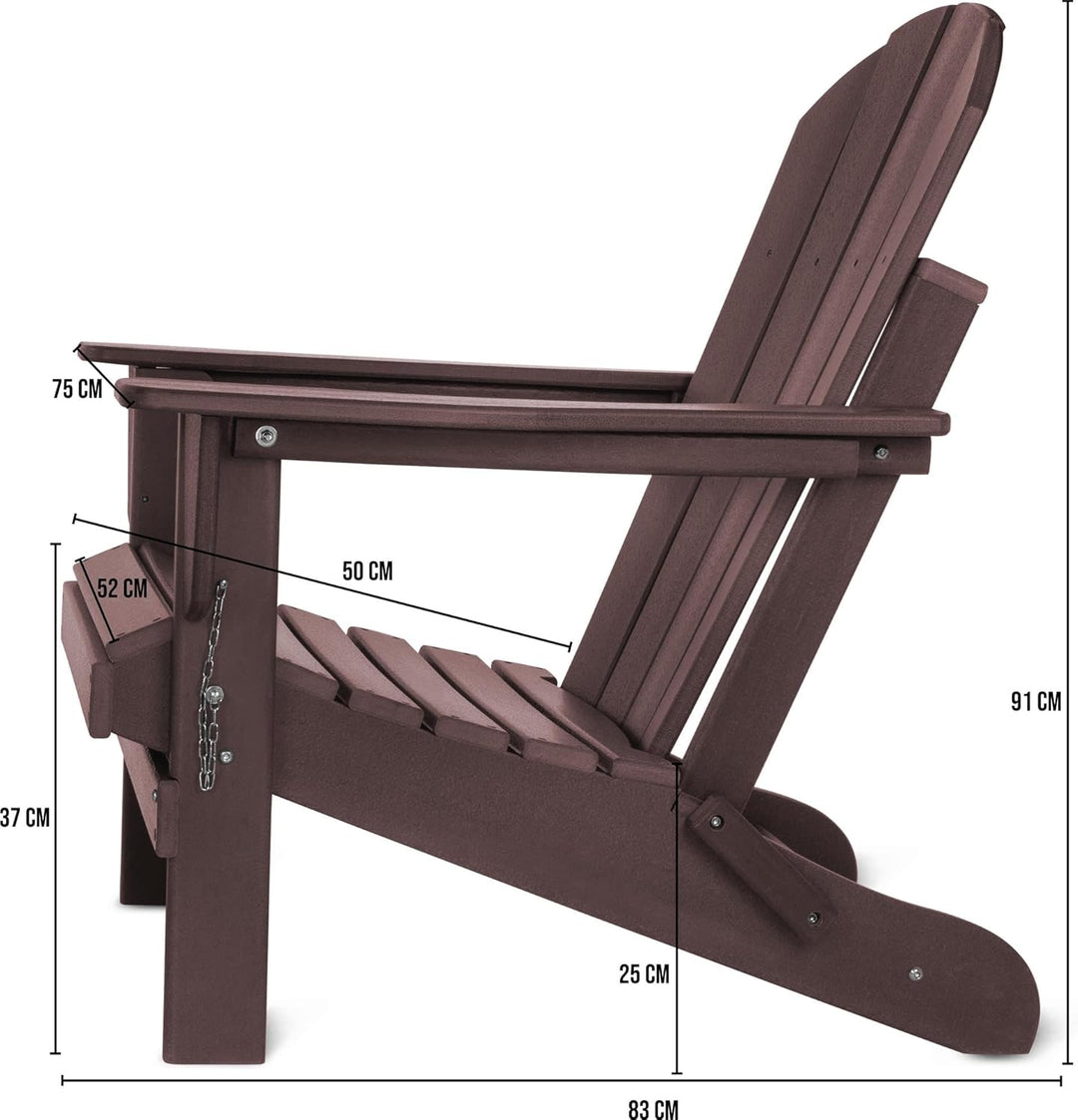 Original Adirondack Stuhl - Klappbarer Gartenstuhl in Holzoptik - Gemütlicher Gartensessel aus stabi