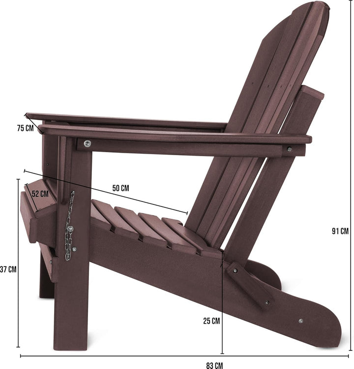 Original Adirondack Stuhl - Klappbarer Gartenstuhl in Holzoptik - Gemütlicher Gartensessel aus stabi