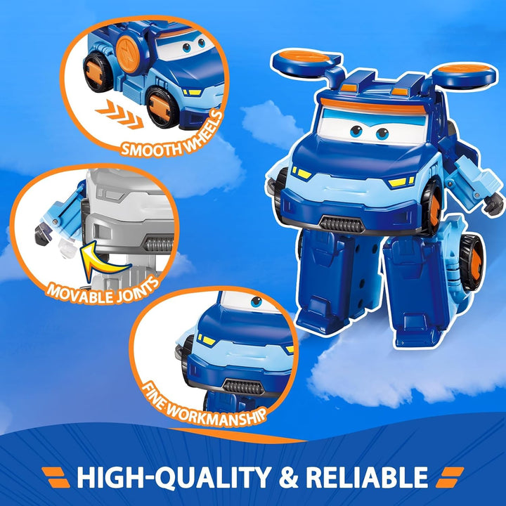 Super Wings Transformations-Flugzeug Supercharged Leo, ca. 12,7 cm grosse Spiel-Figur für Kinder, 3-
