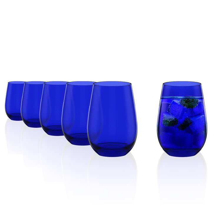 Stölzle Lausitz Gläser ELEMENTS 465 ml Kobalt-Blau I Trinkgläser 6er Set I Gläser-Set spülmaschinenf