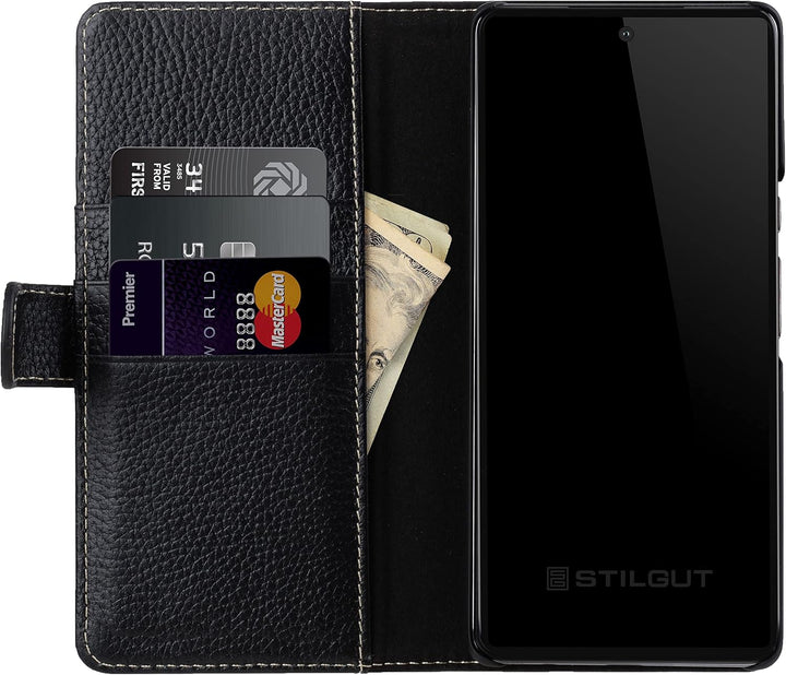 STILGUT Talis kompatibel mit Google Pixel 6 Pro Hülle mit Kartenfach aus Leder, Flip Cover, Wallet C