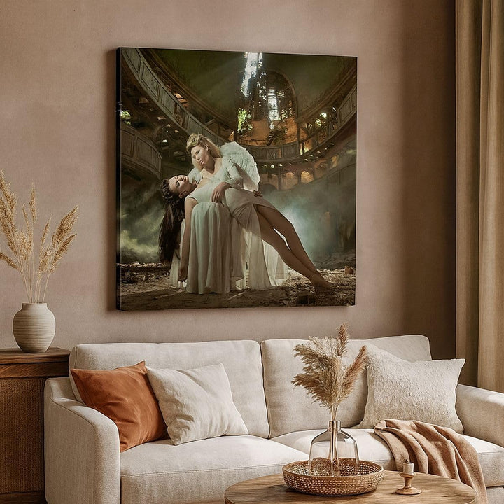 ARTTOR Bilder auf Leinwand 70x70cm Leinwandbild Engel Frau Theater Oper Gross Wanddeko Bild Schlafzi