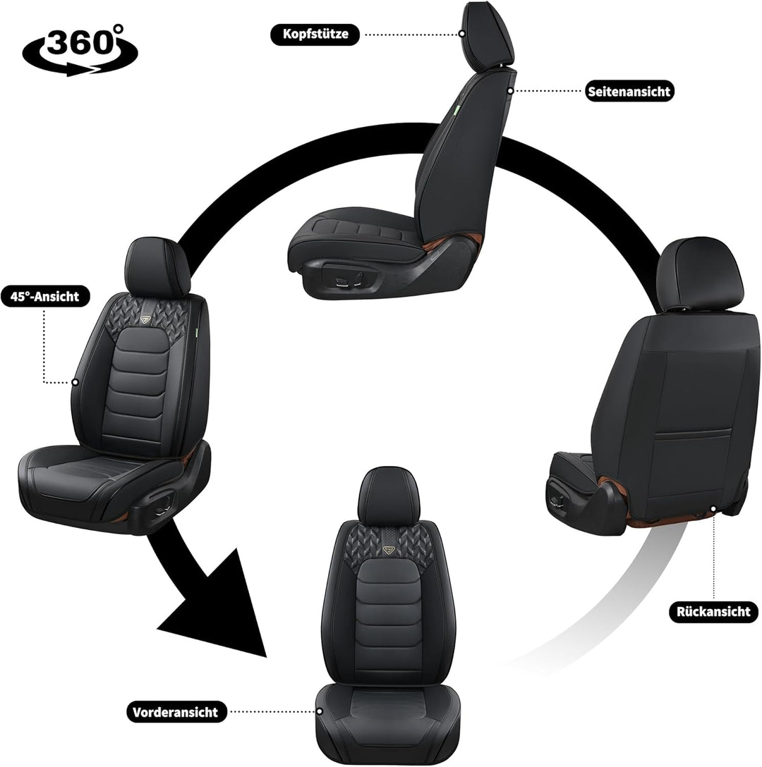 FLORICH Autositzbezüge Komplettset 5 Stück Vorder und Rücksitzbezüge PU-Leder Universel Auto Wasserd
