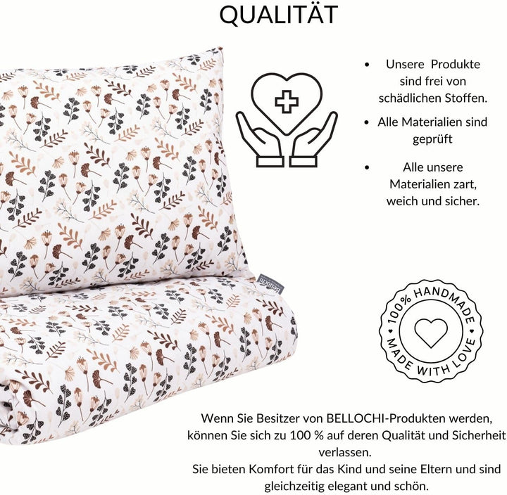 Bellochi Kinderbettwäsche 100x135 aus 100% Baumwolle, Kinderbettdecke 100x135 Set mit Kissen, Kinder