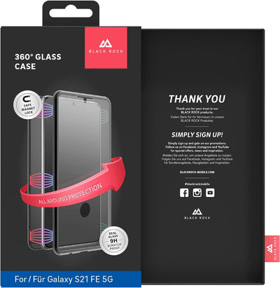 Black Rock - Hülle 360 Grad Glass Case Passend für Samsung Galaxy S21 FE 5G I Handyhülle, Magnet Ver