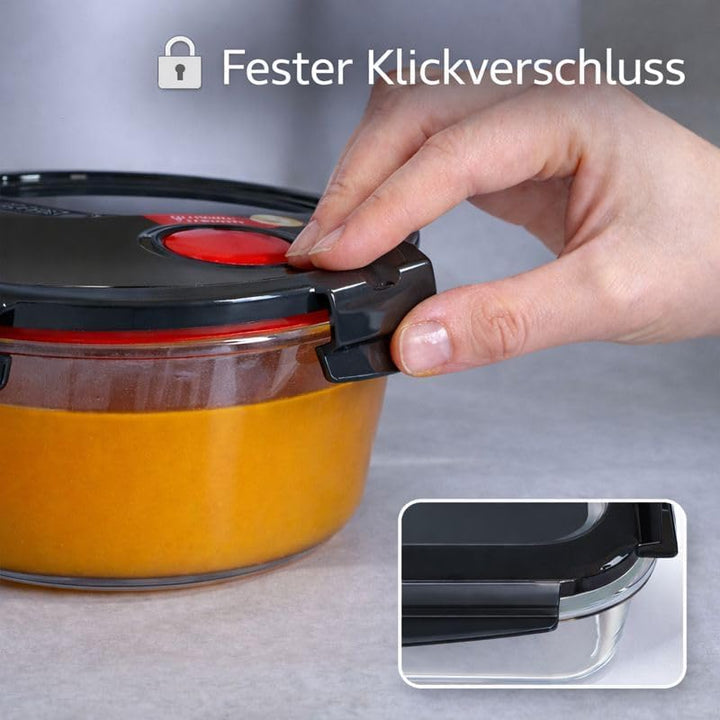 LOCK &amp; LOCK Frischhaltedose aus Glas mikrowellengeeignet - Oven Glass - Auflaufform rund mit Deckel