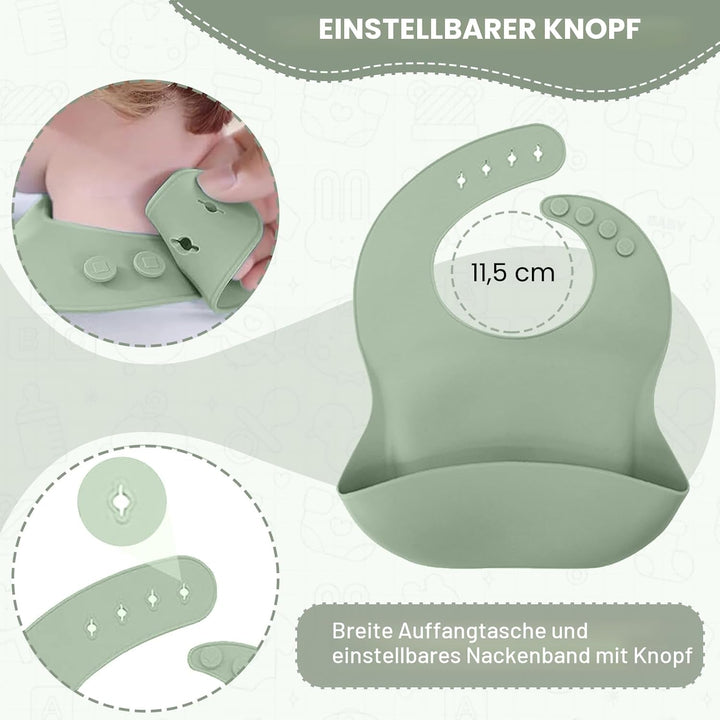 Baby Geschirrset,12er Set Kindergeschirr, Babylöffel,Trinklernbecher,Silikon Lätzchen,Baby Teller Ki