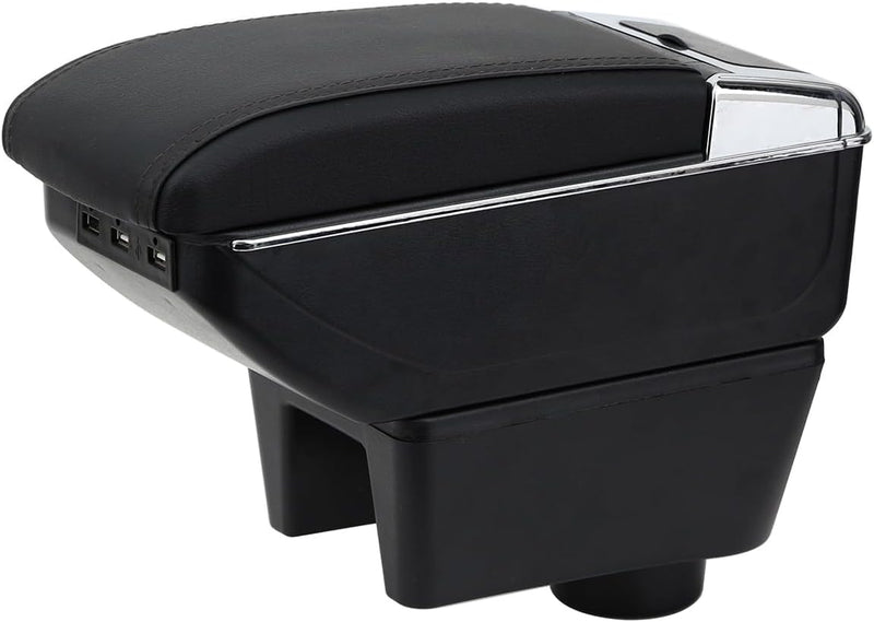 YJYWZH Armlehne Kompatibel mit Seat Ibiza 6j Ibiza 6L Armlehne Schwarzes Leder Aufbewahrungsbox Inne