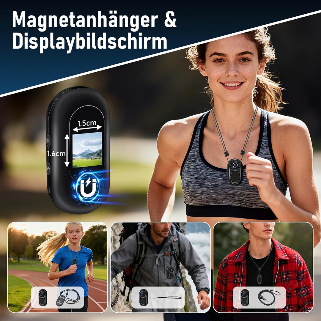 Action Cam, 120° Tragbare Sportkamera mit 0,63-Zoll-Display, Mini-Körperkamera HD 1080P Helm ActionK