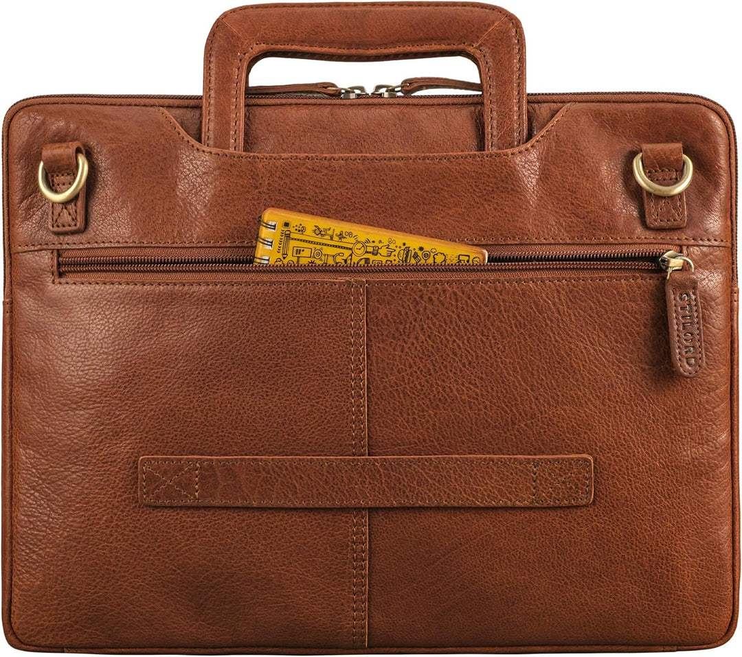 STILORD "Cole Vintage Laptoptasche 14 Zoll Leder Herren Schmal Laptophülle Echtleder Dokumententasch