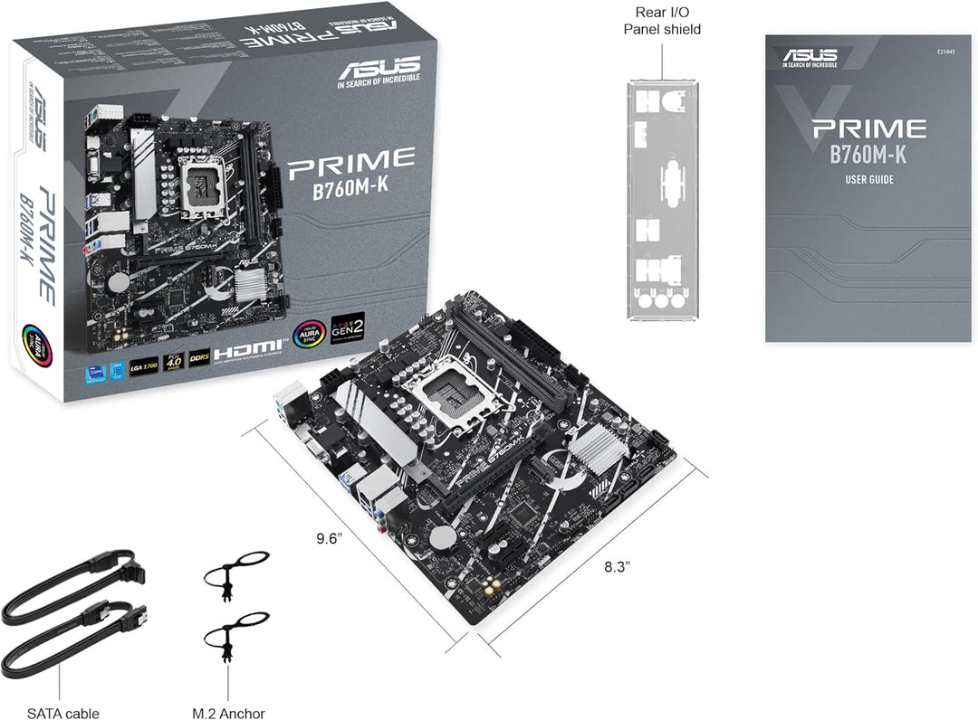 ASUS Prime B760M-K Gaming Mainboard Sockel Intel LGA 1700 (Intel B760, mATX, DDR5 Speicher, 2X PCIe