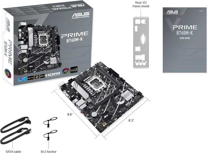 ASUS Prime B760M-K Gaming Mainboard Sockel Intel LGA 1700 (Intel B760, mATX, DDR5 Speicher, 2X PCIe