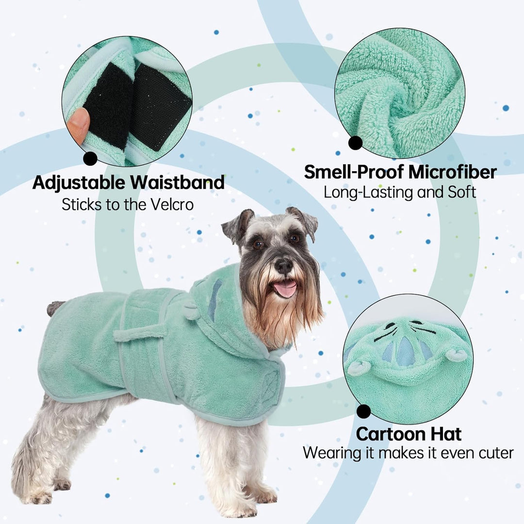 Hundetrockenmantel mit Kapuze, Mikrofaser Hundebademantel für mittelgrosse Hunde, verstellbare Bauch