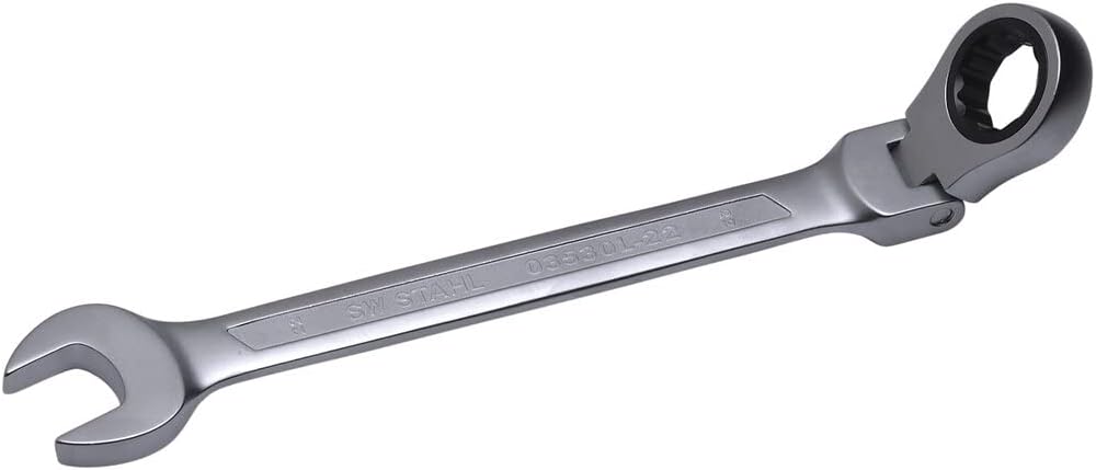 SW-Stahl 03530L-22 Gabelringratschenschlüssel 22 mm I Ringschlüssel mit Gelenk I 72 Zähne I Maulschl