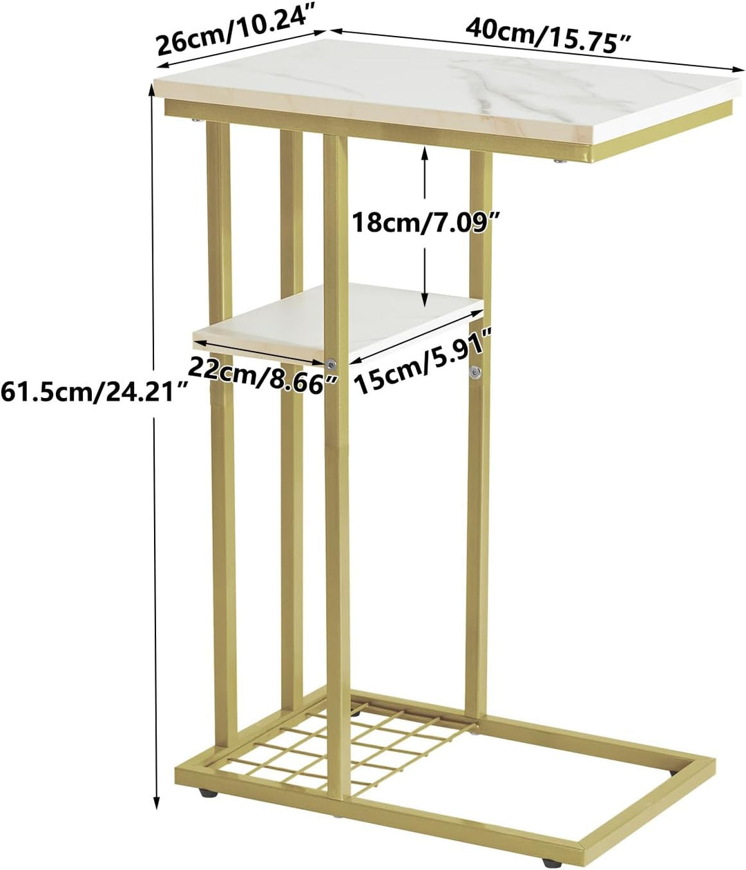 YMYNY Beistelltisch Kaffeetisch C-Form, Eleganter Kleiner Sofatisch, Industrie-Design, Sofatisch 40