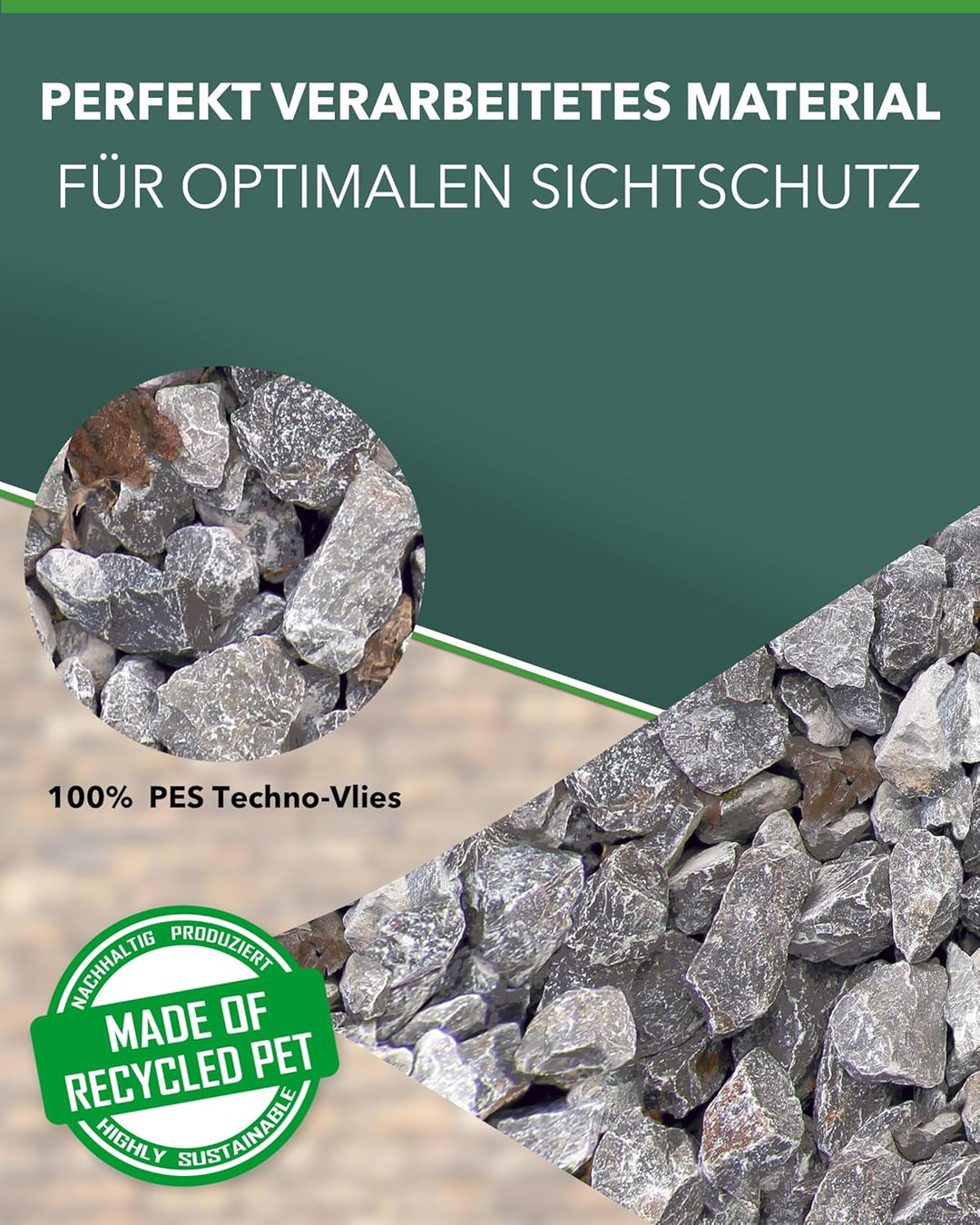 Zaundruck Sichtschutzstreifen Polyester - nachhaltiger Sichtschutz für Doppelstabmattenzaun - Motiv