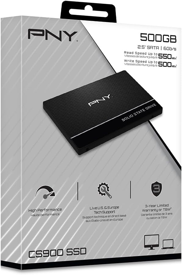 PNY CS900 500GB 2.5” SATA III Internal Solid State Drive (SSD) - (SSD7CS900-500-RB) 500GB 2.5 SATA,