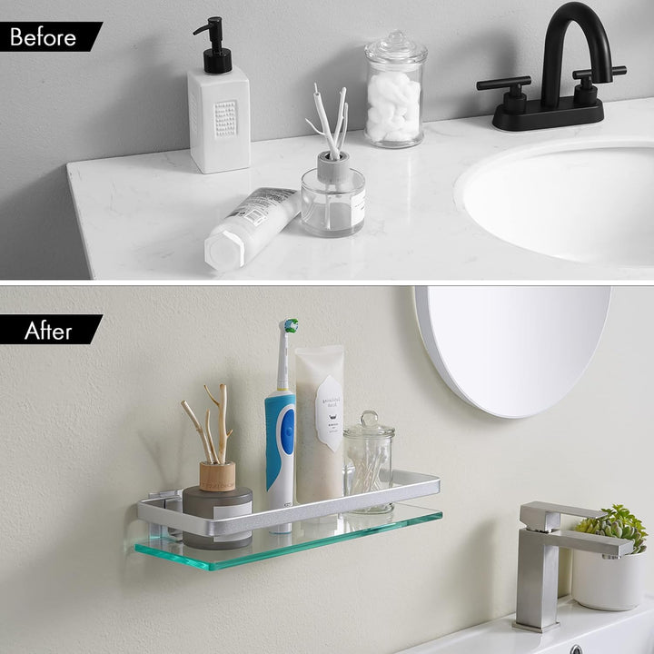 KES Duschregal Glas 8mm Hartglas Duschablage Ablage Dusche Glasablage für Badezimmer Wandregal Glasr