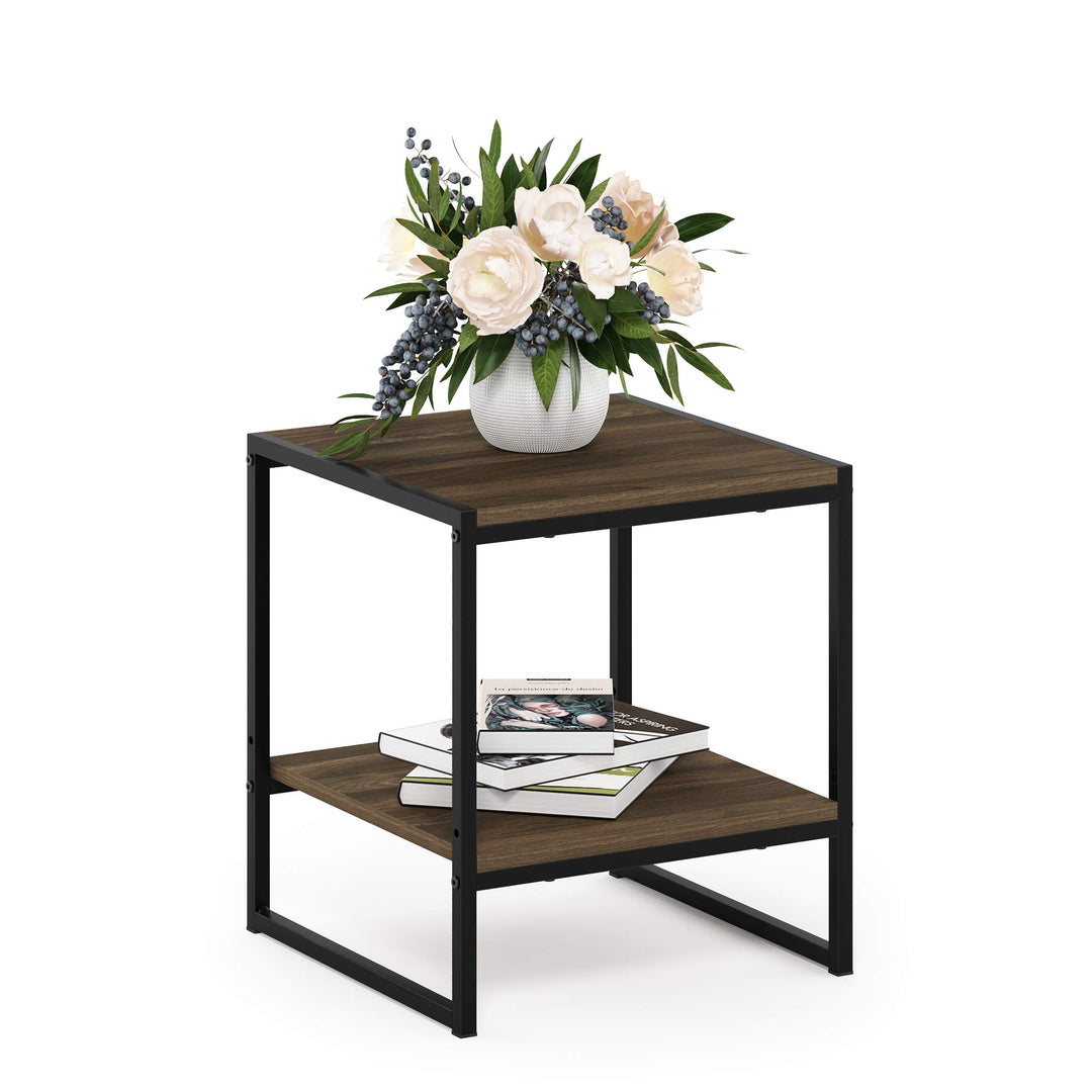 Furinno Camnus Beistelltisch mit 2 Ablageflächen, Holz, 40 x 40.39 x 45.72 cm Columbia Walnuss, Colu