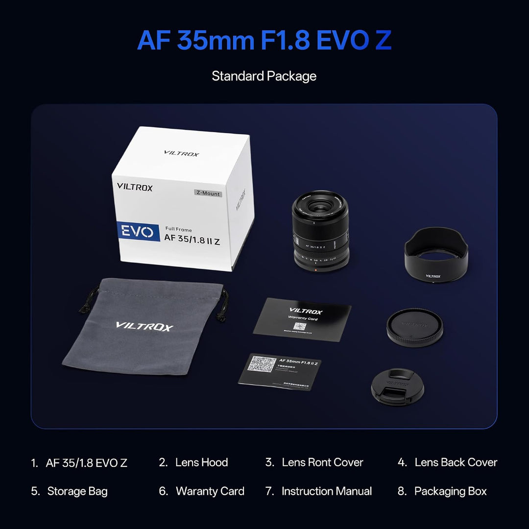 VILTROX AF 35mm F1.8 II EVO APO Vollformat-Z-Objektiv für Nikon Z-Mount, 35mm f/1.8 STM Autofokus-Fe