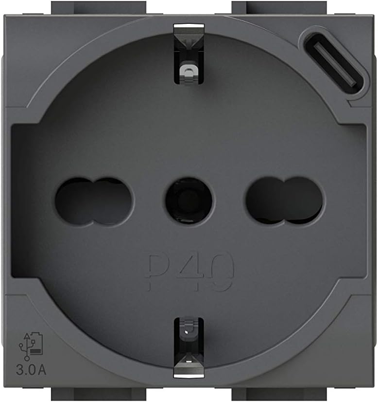 P40 USB3.0 Schuko-Steckdose Typ P40 mit integriertem 3 Ampere USB-Netzteil Typ C kompatibel mit Btic