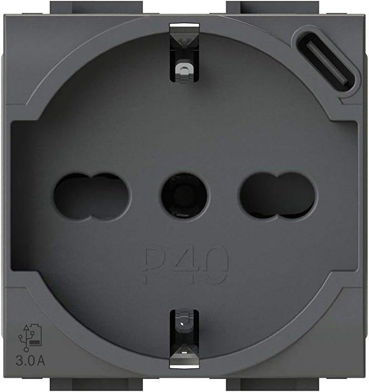 P40 USB3.0 Schuko-Steckdose Typ P40 mit integriertem 3 Ampere USB-Netzteil Typ C kompatibel mit Btic