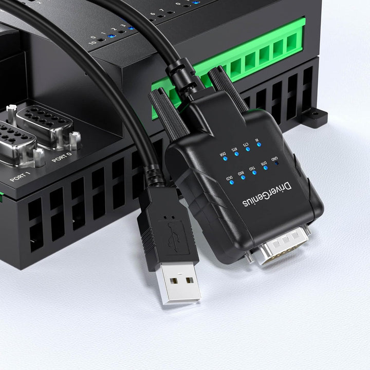 DriverGenius USB Typ-A auf Seriell RS232-(DB9) Adapter Konverter mit 9 x LEDs für IT-Administratoren