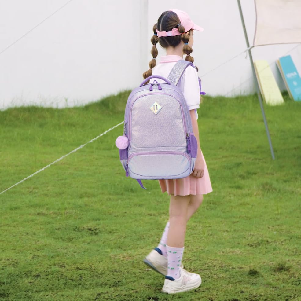 Kimwadalh Schultaschen Kinder Mädchen Rucksack Glitzer Kinerrucksack Schultaschen Set Bunte Schulruc