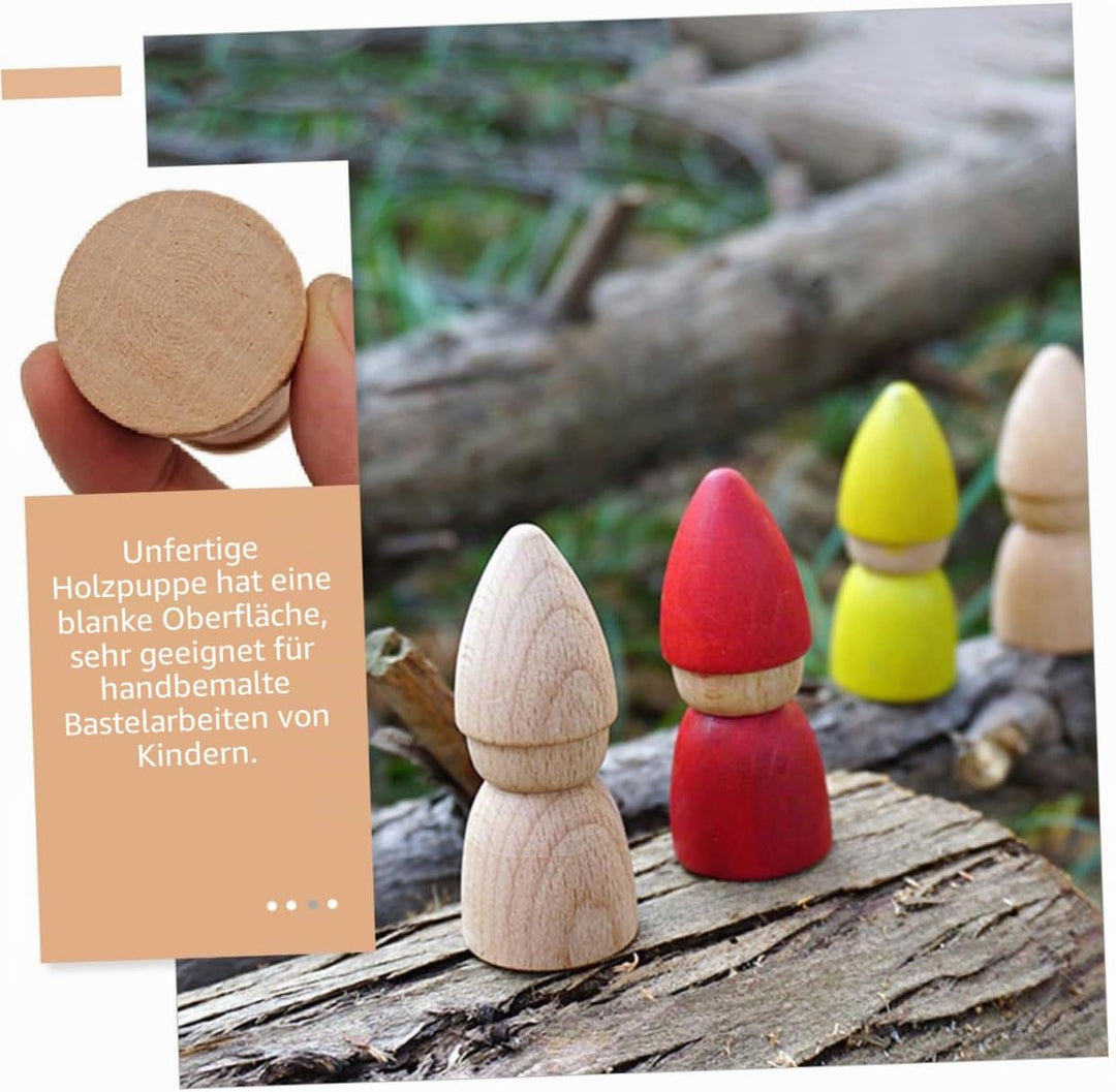 Gogogmee Selbstgemacht Holzpuppen Bastelset 8 Stück zum Bemalen Holzfiguren aus Holz für Kinder Krea