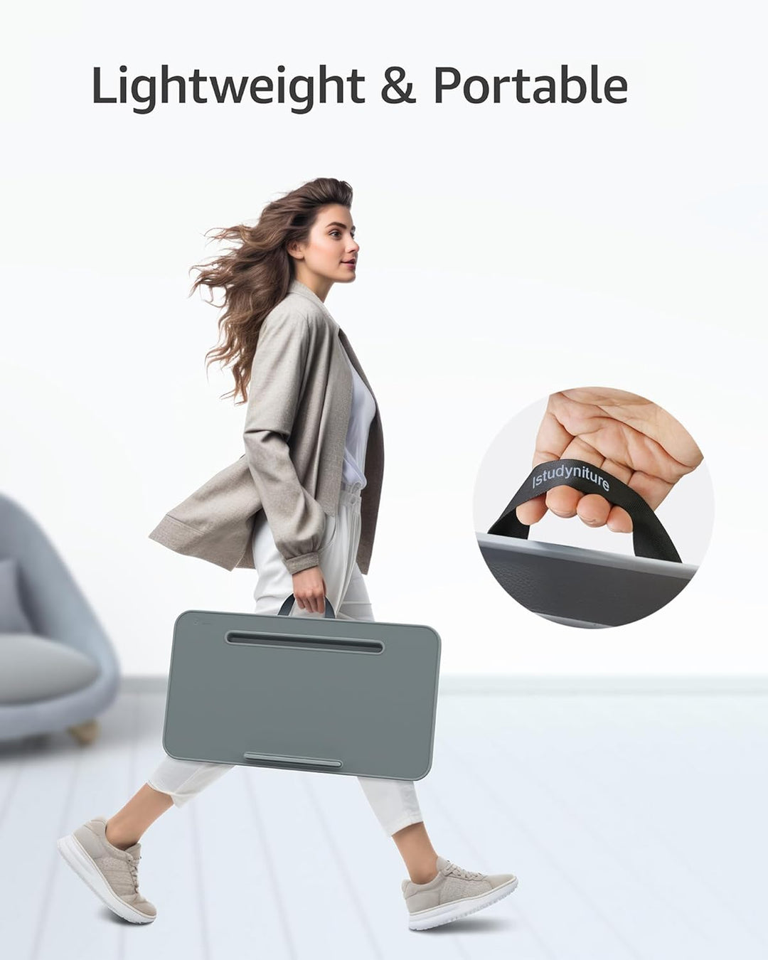 Schossschreibtisch – Laptop-Schreibtisch mit Kissen für Bett, Couch oder Boden, passend für Laptops