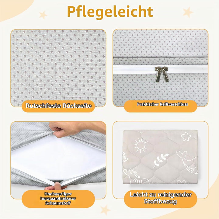 decalsweet Spielmatte Baby 127×127cm mit Rutschfest, Extra Dicke 2cm Weiche Abtrennbar Krabbelmatte