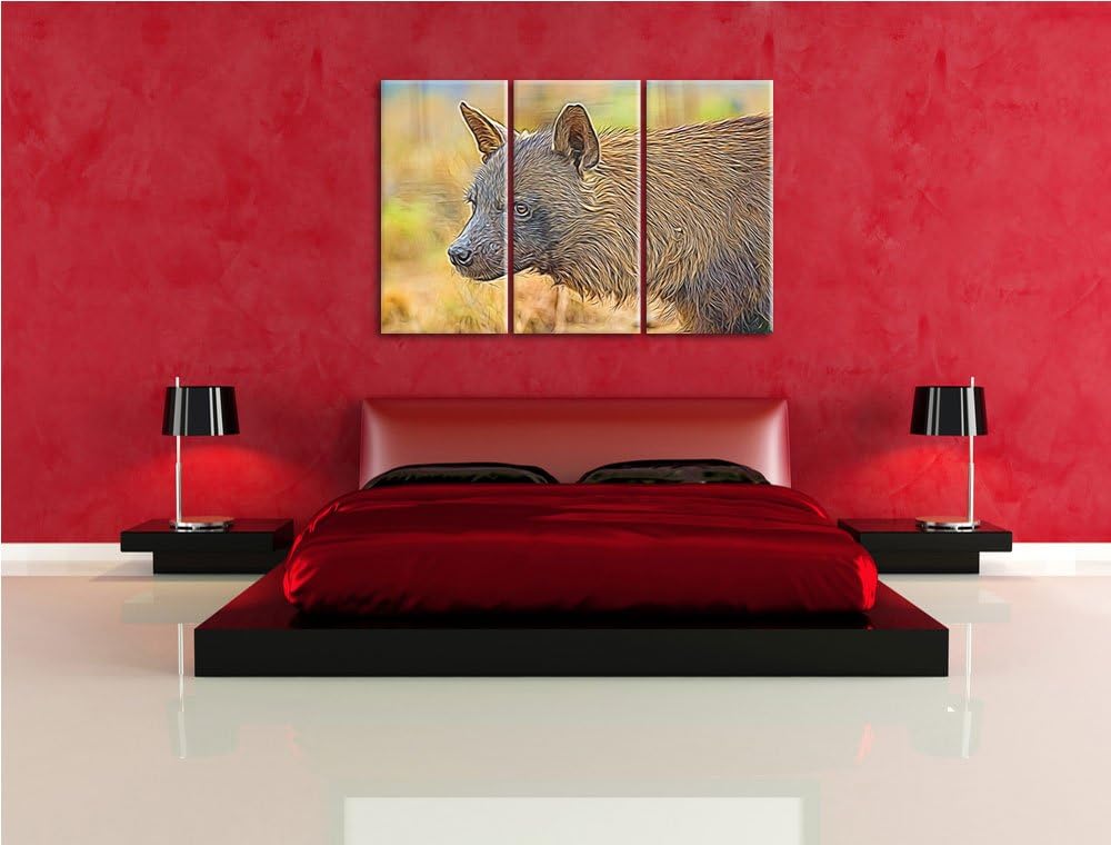 anmutige Hyäne im Wildgras Spezial 3-Teiler Leinwandbild 120x80 Bild auf Leinwand, XXL riesige Bilde
