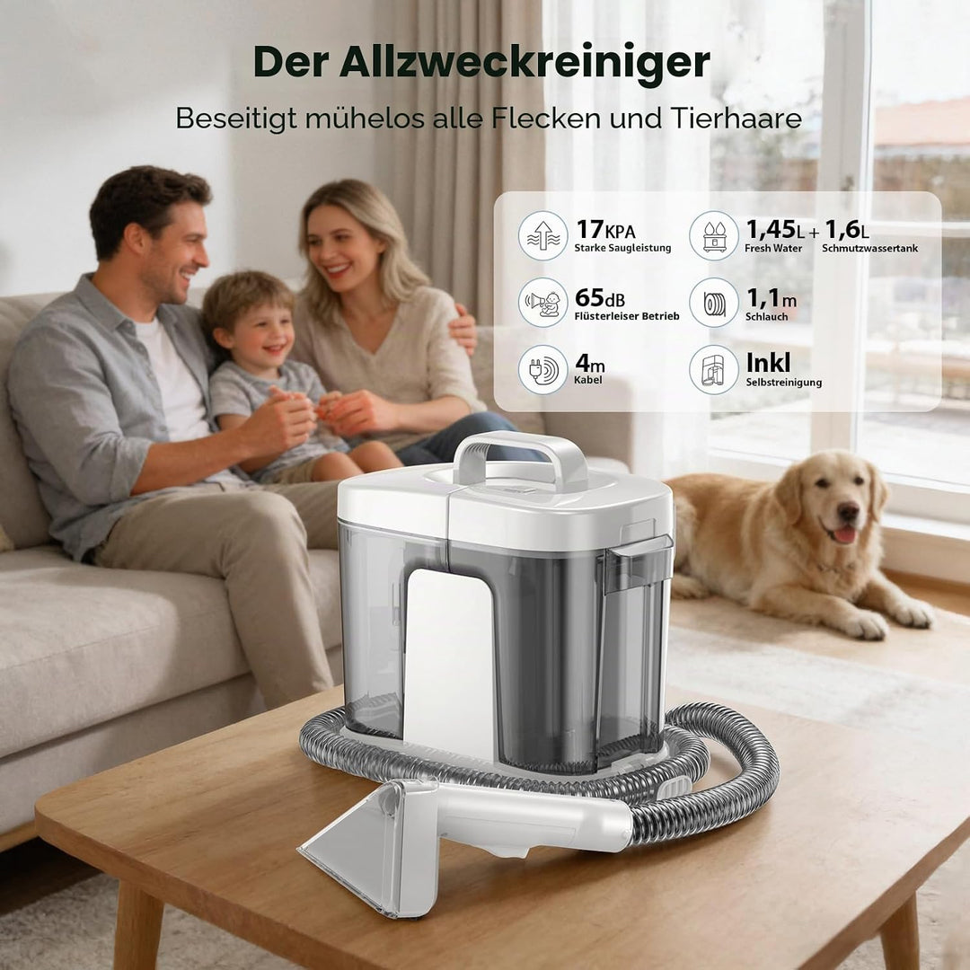 Polsterreiniger Gerät 17Kpa, 600W Teppichreiniger & Waschsauger Profi, Nasssauger Fleckenreiniger mi