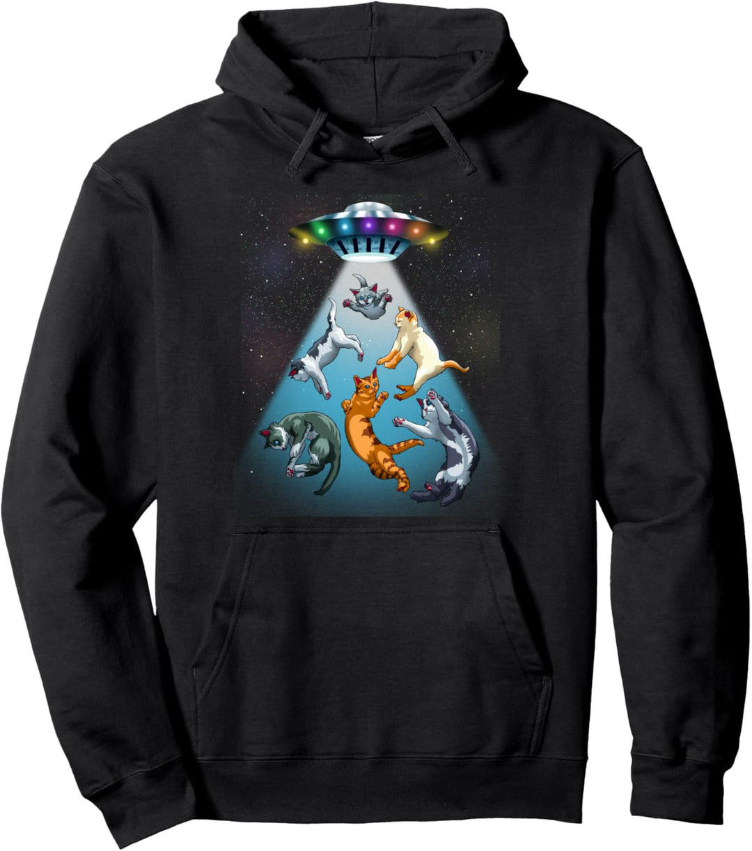 UFO Kitten Cats Funny Outerspace Pun For Cat Lovers Pullover Hoodie