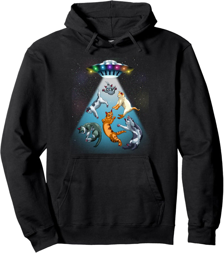 UFO Kitten Cats Funny Outerspace Pun For Cat Lovers Pullover Hoodie