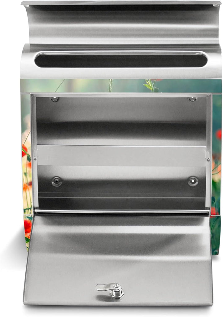 banjado Briefkasten Edelstahl 38x43x12cm & 2 Schlüssel - rostfreier Edelstahl Briefkasten mit Zeitun