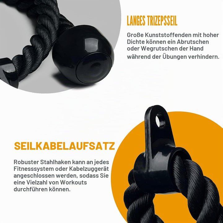 KORIKAHM langes Triceps Seil, Seil Pull Down Befestigung 120/140/160cm, Tricep Pull Down Seil für Ho