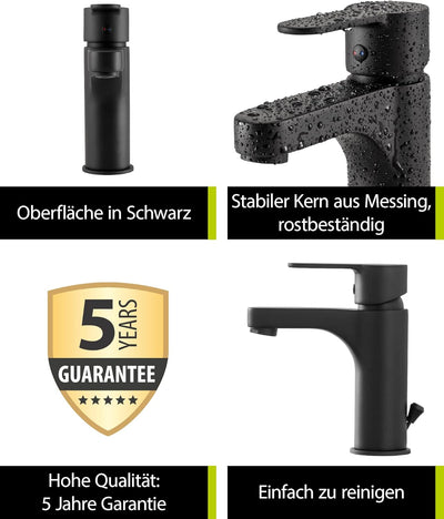 'aquaSu® Niederdruck Waschtischarmatur Tius, inklusive Excentergarnitur, langlebige Keramikkartusche