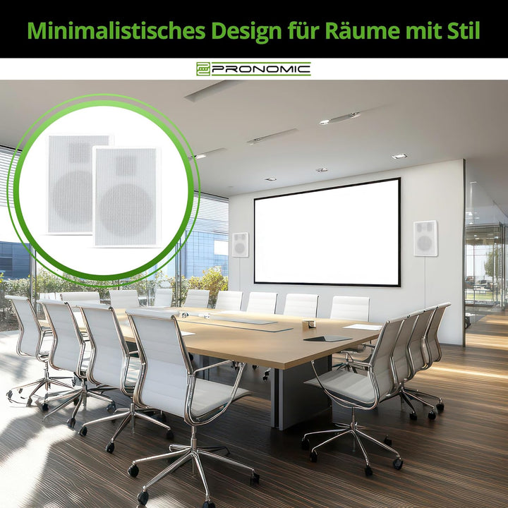 Pronomic FLS-540 WH Flatpanel Wandlautsprecher Boxen Paar (HiFi Flachlautsprecher, 2-Wege Box, 5,25"