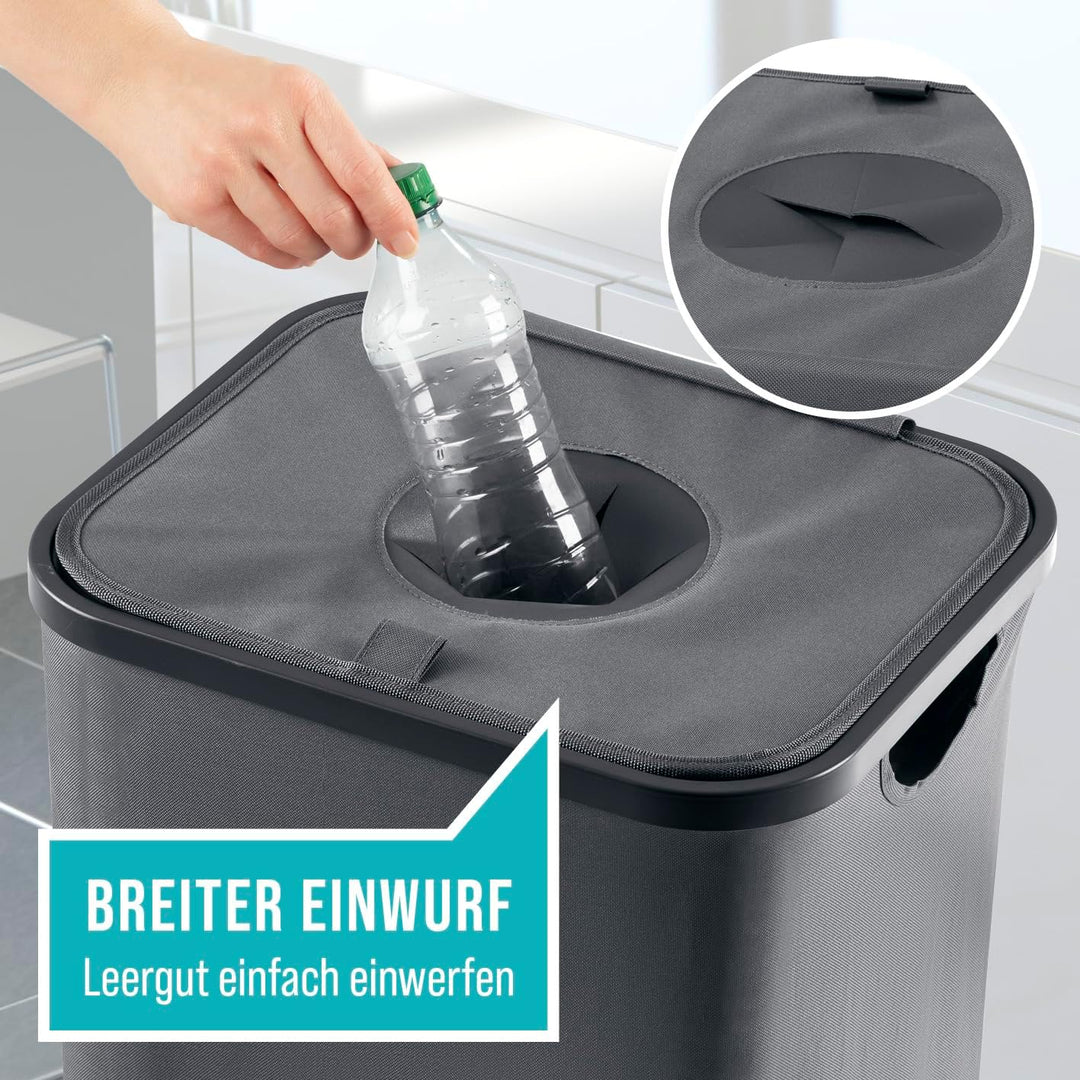 EASYmaxx Pfandflaschen Sammelbehälter 100 L mit 2 herausnehmbaren Tragetaschen | Flaschen Aufbewahru