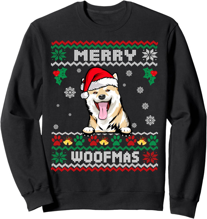 Frohe Woofmas Shiba Inu Hund Lustige Weihnachten Hässliche Sweatshirt
