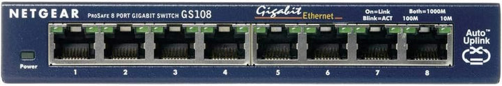 NETGEAR GS108GE LAN Switch 8 Port Netzwerk Switch (Plug-and-Play Gigabit Switch LAN Splitter, LAN Ve